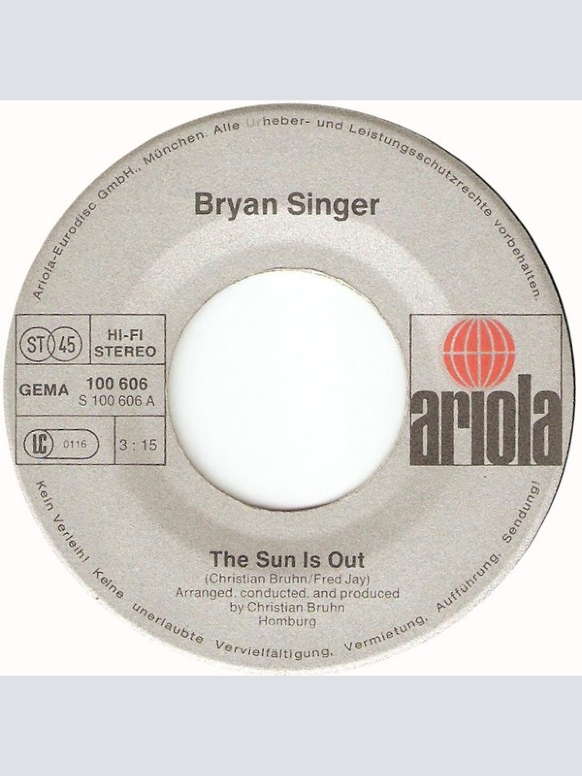 Vinyl / Bryan Singer (2) - The Sun Is Out