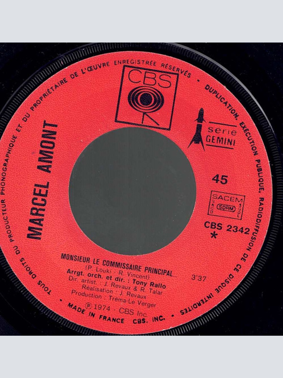 Vinyl / Marcel Amont - Monsieur Le Commissaire Principal