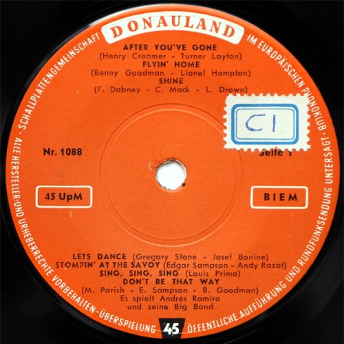 Vinyl / Andrés Ramiro Und Seine Big Band* - After You've Gone / Moonlight Serenade