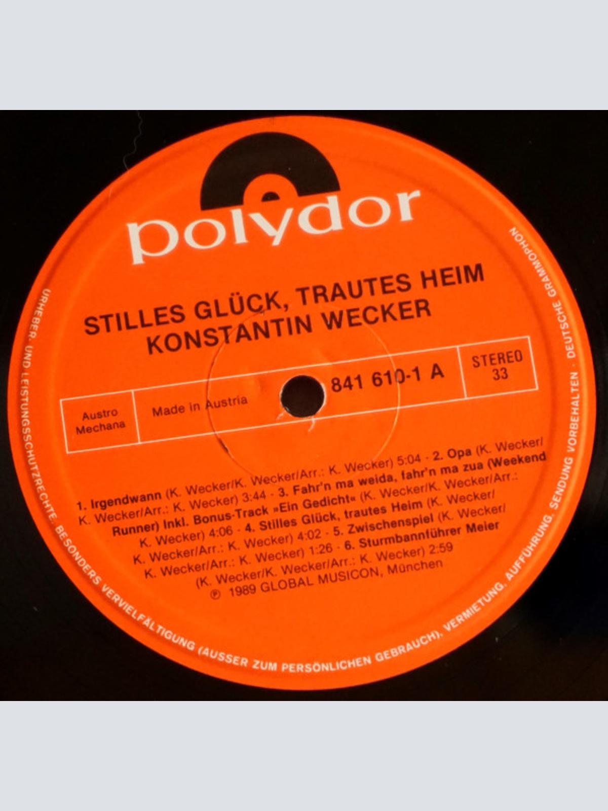 Vinyl / Konstantin Wecker - Stilles Glück, Trautes Heim