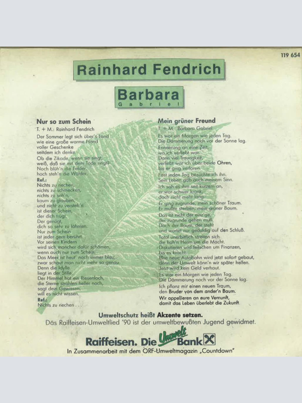 Vinyl / Rainhard Fendrich, Barbara Gabriel (2) - Umwelt Songs