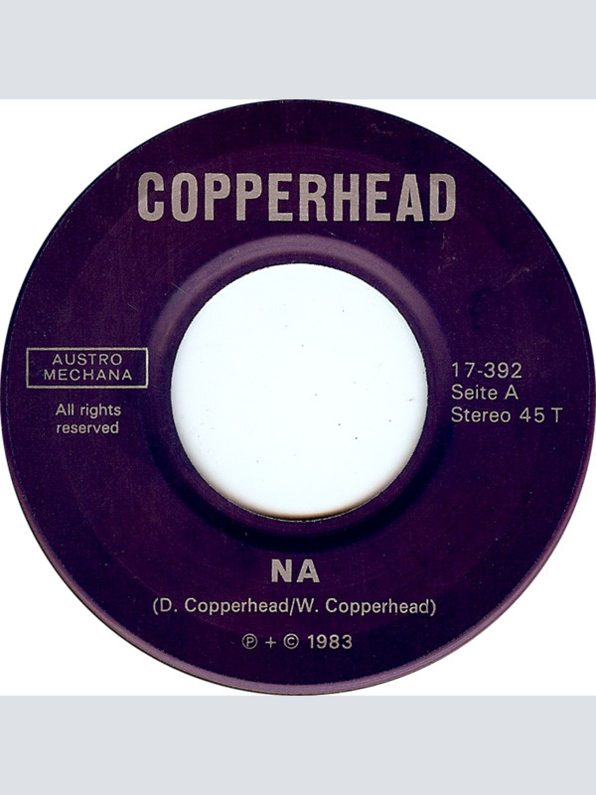 Vinyl / Copperhead (3) - Na / Well I'm Down