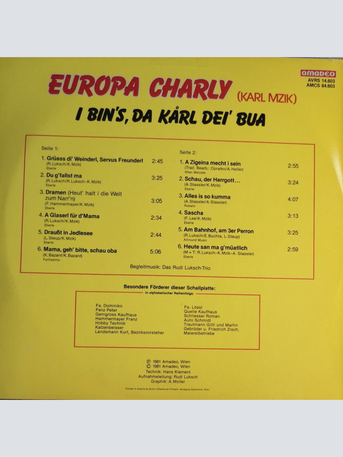 Vinyl / Europa Charly - I Bin's Da Karl Dei' Bua
