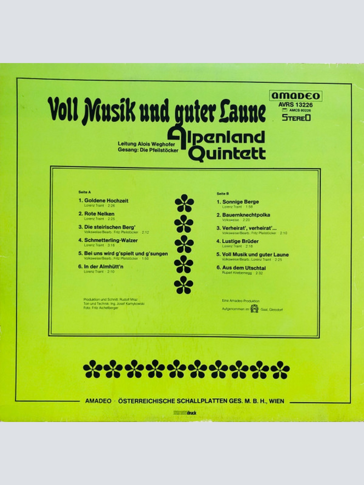 Vinyl / Alpenland Quintett*, Die Pfeilstöcker - Voll Musik Und Guter Laune