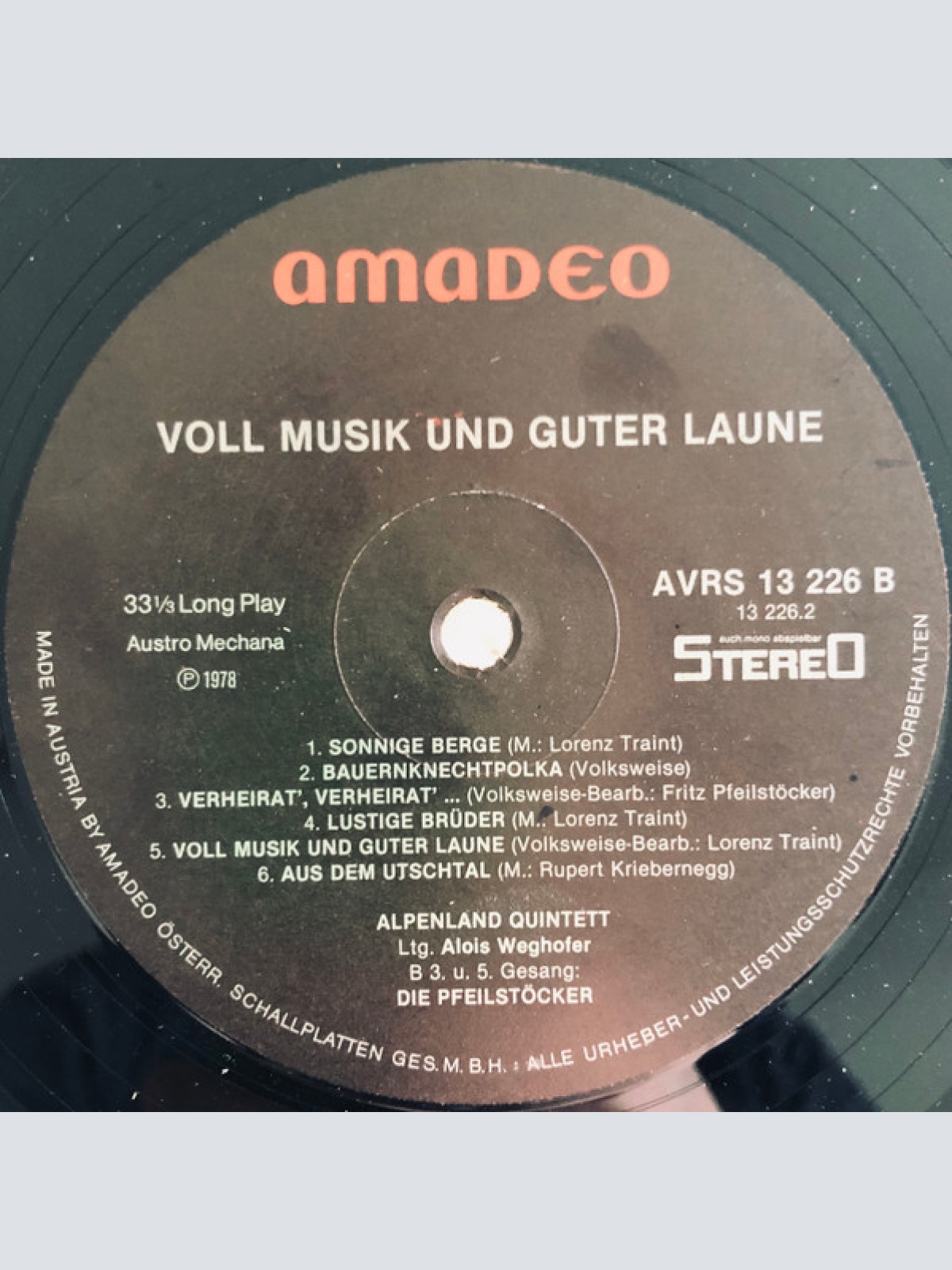 Vinyl / Alpenland Quintett*, Die Pfeilstöcker - Voll Musik Und Guter Laune