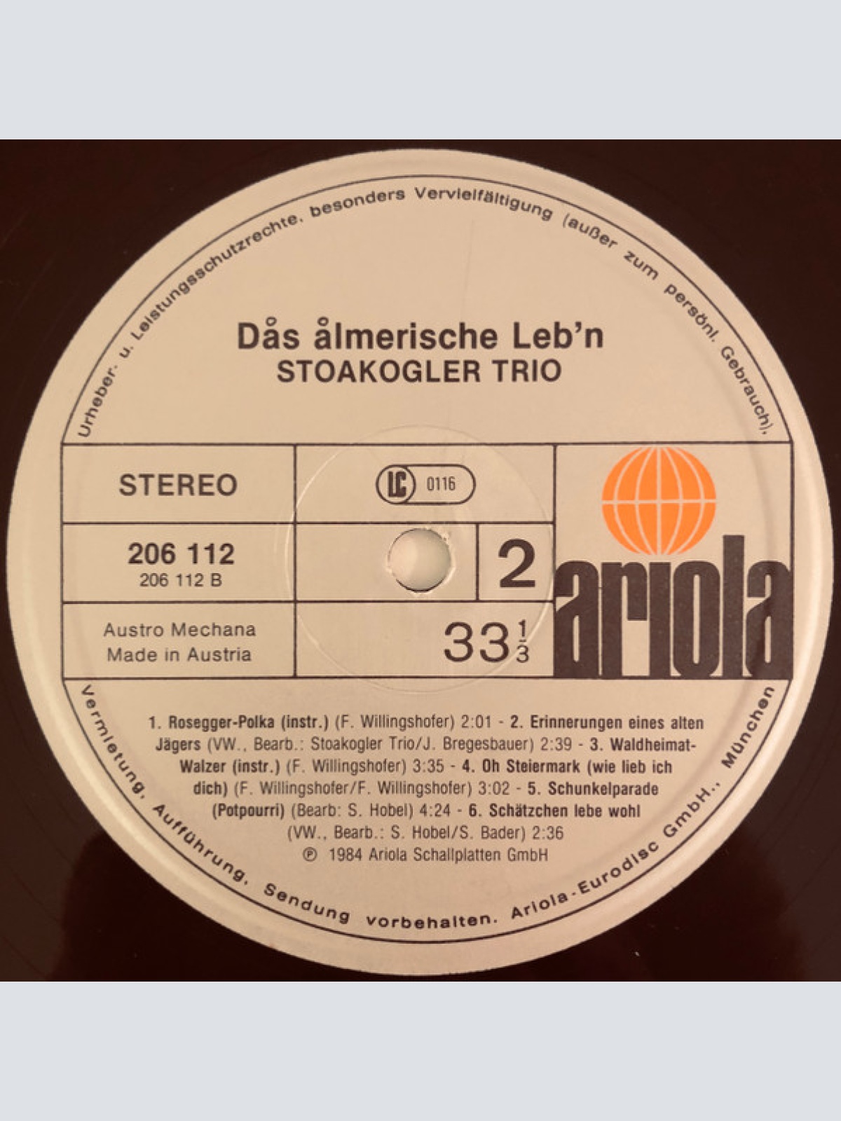 Vinyl / Das Stoakogler Trio* - Das Almerische Leb'n