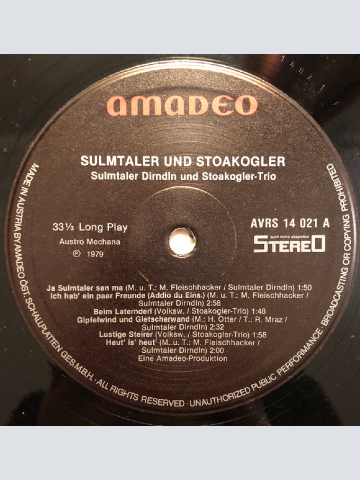 Vinyl / Sulmtaler Dirndln, Stoakoglertrio* - Sulmtaler Dirndln - Stoakoglertrio