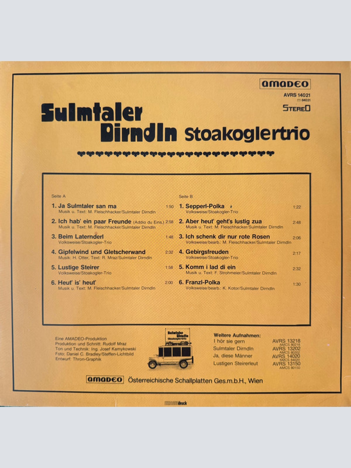 Vinyl / Sulmtaler Dirndln, Stoakoglertrio* - Sulmtaler Dirndln - Stoakoglertrio