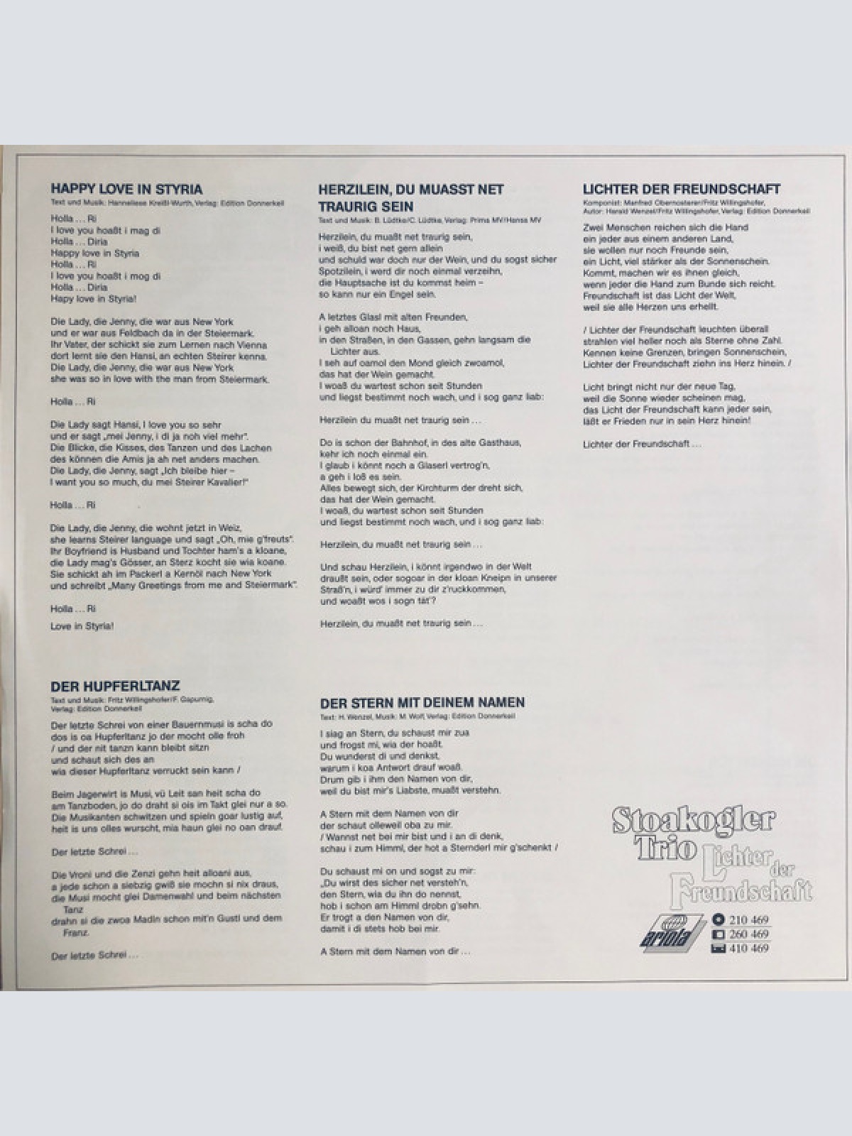 Vinyl / Das Stoakogler Trio* - Lichter Der Freundschaft