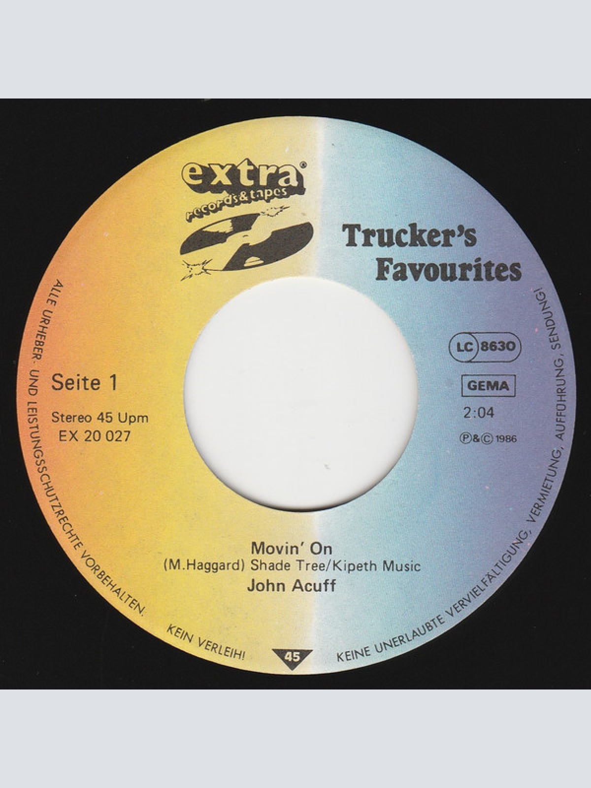 Vinyl / John Acuff / William Briggs - Moving On / Truck Drivin' Man