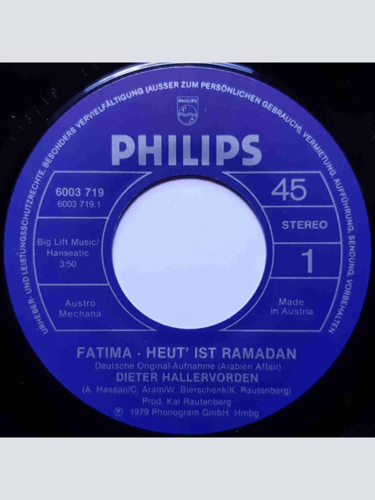 Vinyl / Dieter Hallervorden - Fatima - Heut' Ist Ramadan (Arabian Affair)