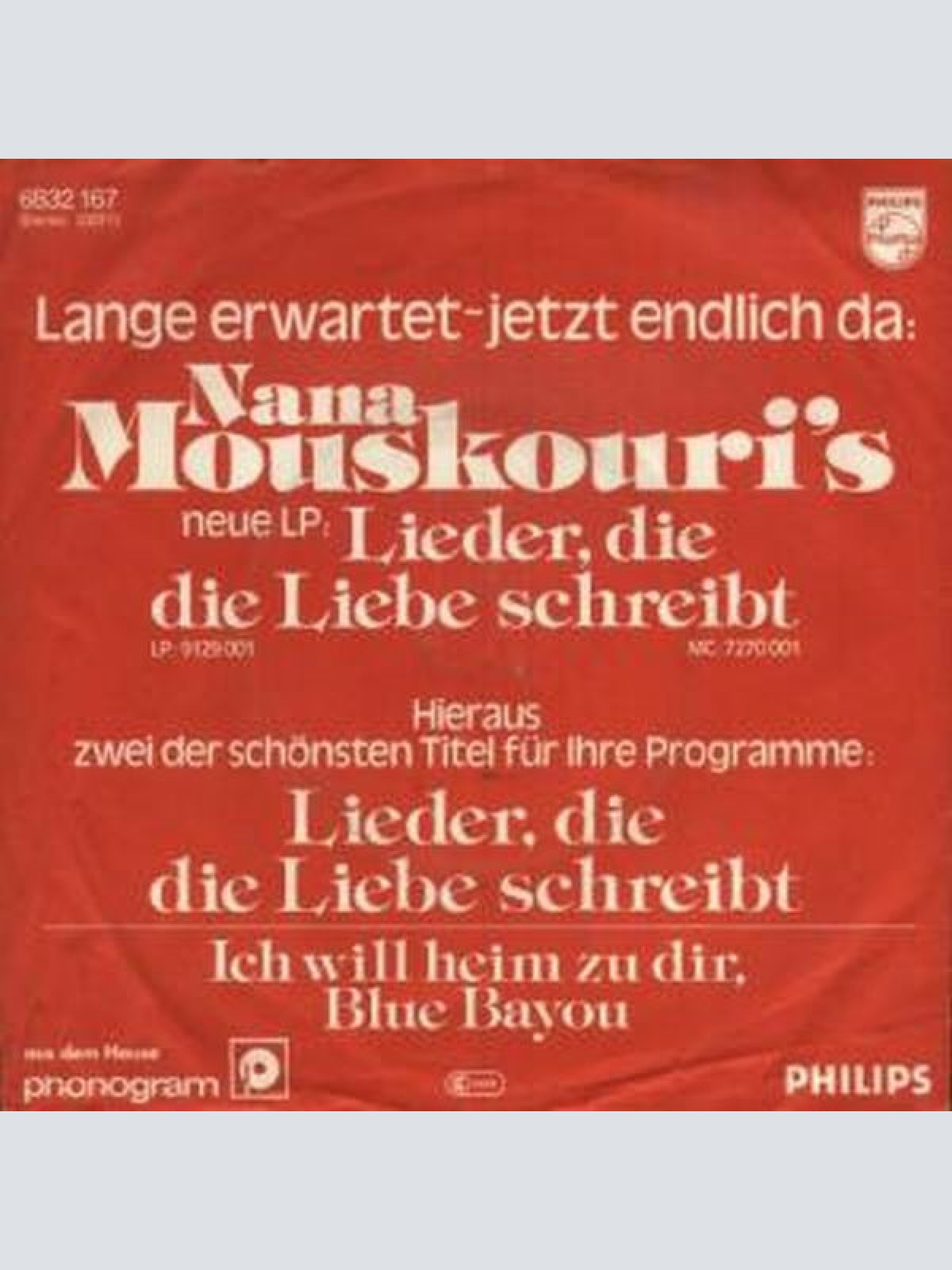 Vinyl / Nana Mouskouri - Lieder, Die Die Liebe Schreibt