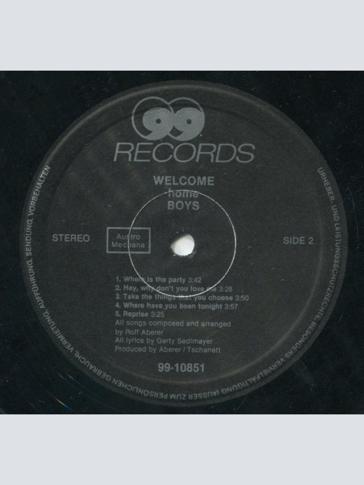 Vinyl / Gerty Sedlmayr - Welcome Home Boys