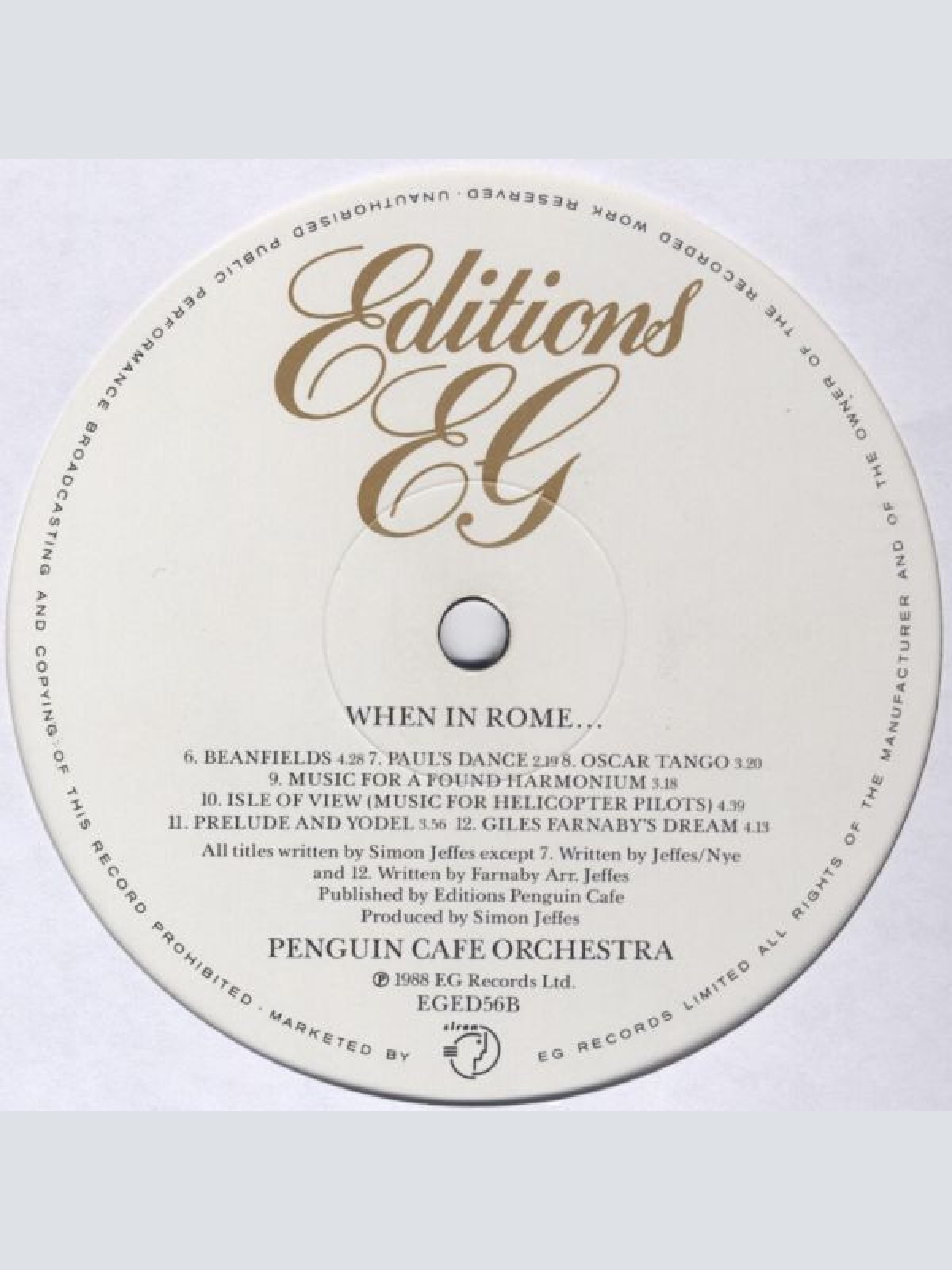 Vinyl / Penguin Cafe Orchestra - When In Rome...