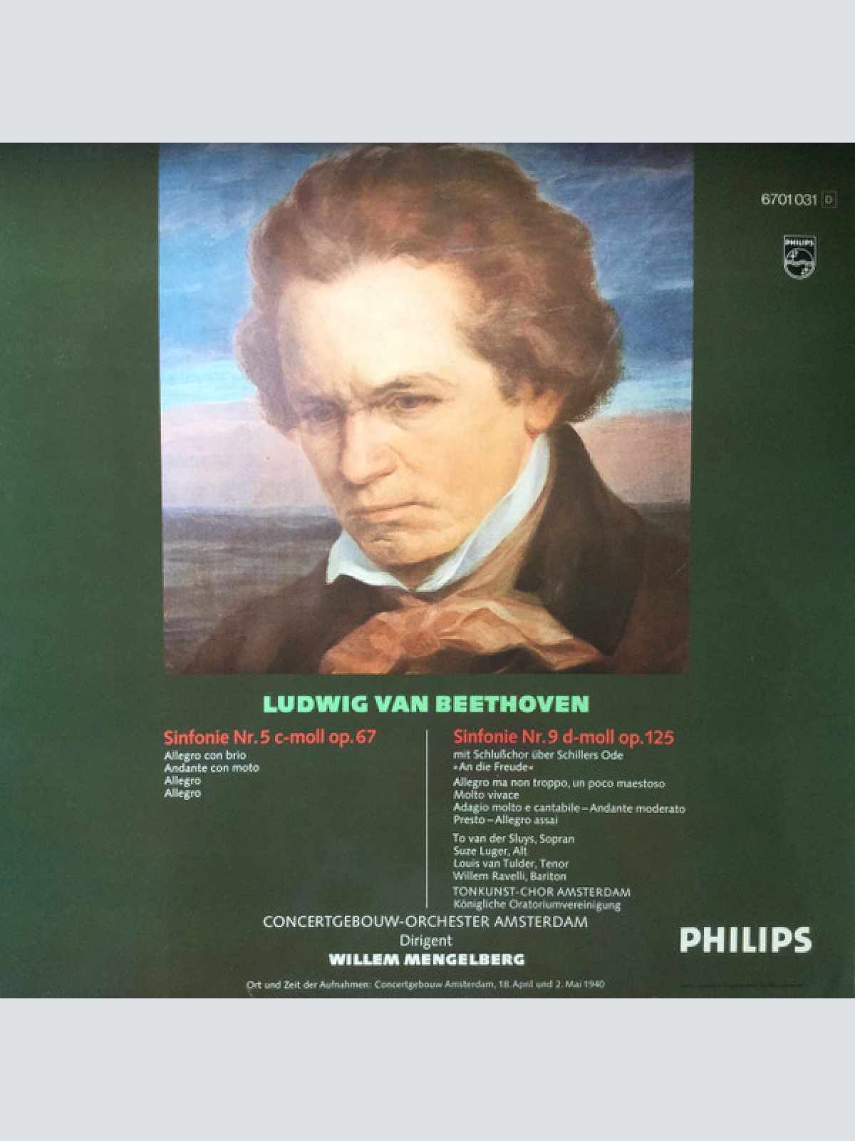 Vinyl / Beethoven*, Willem Mengelberg, Concertgebouw-Orchester Amsterdam* - Sinfonien Nr. 5 / Nr. 9