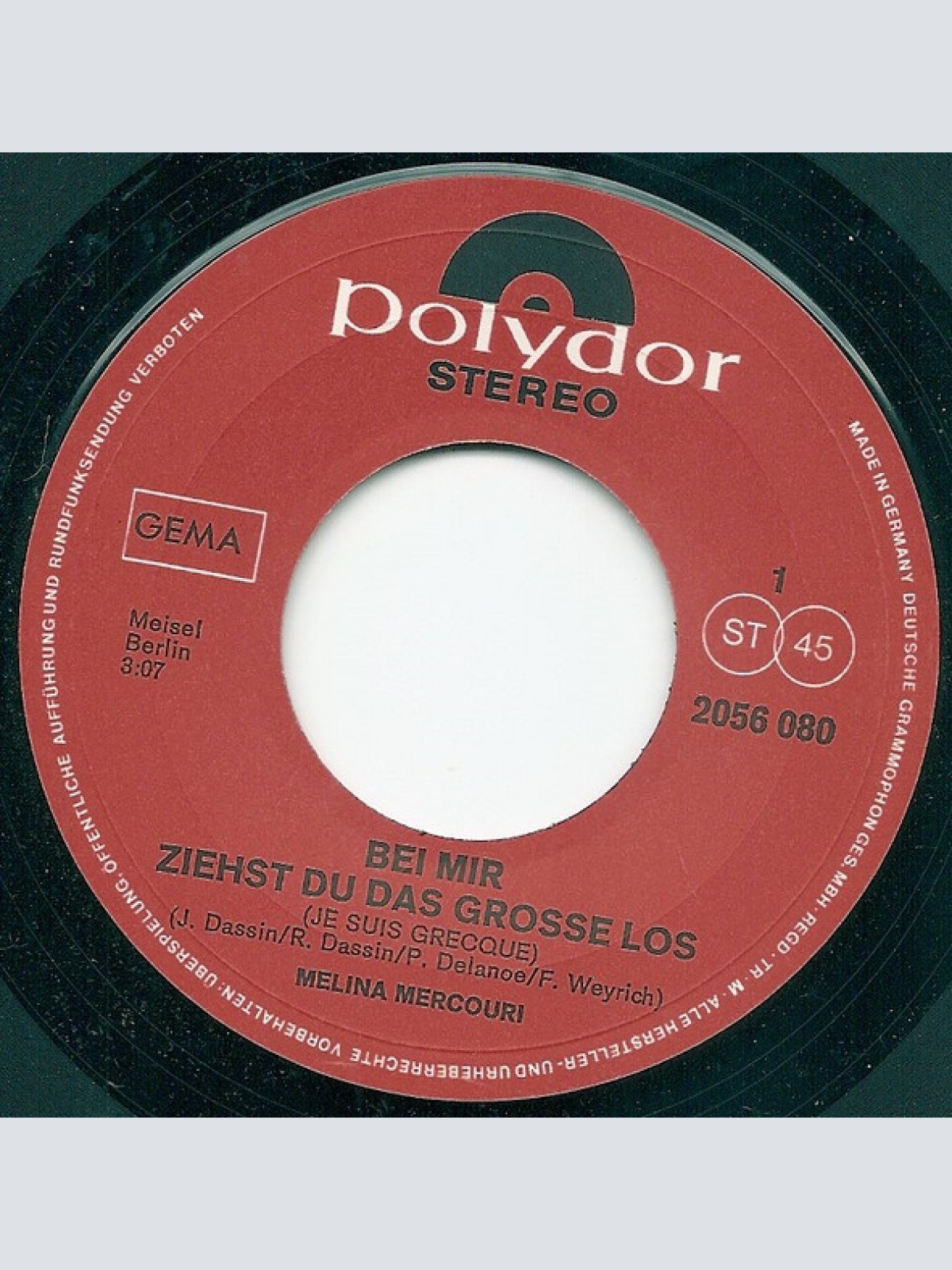 Vinyl / Melina Mercouri - Bei Mir Ziehst Du Das Grosse Los