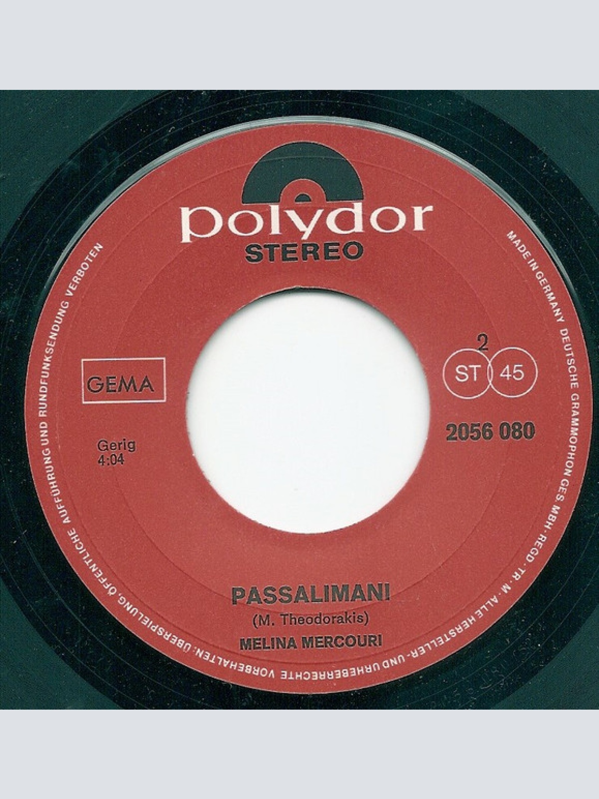 Vinyl / Melina Mercouri - Bei Mir Ziehst Du Das Grosse Los