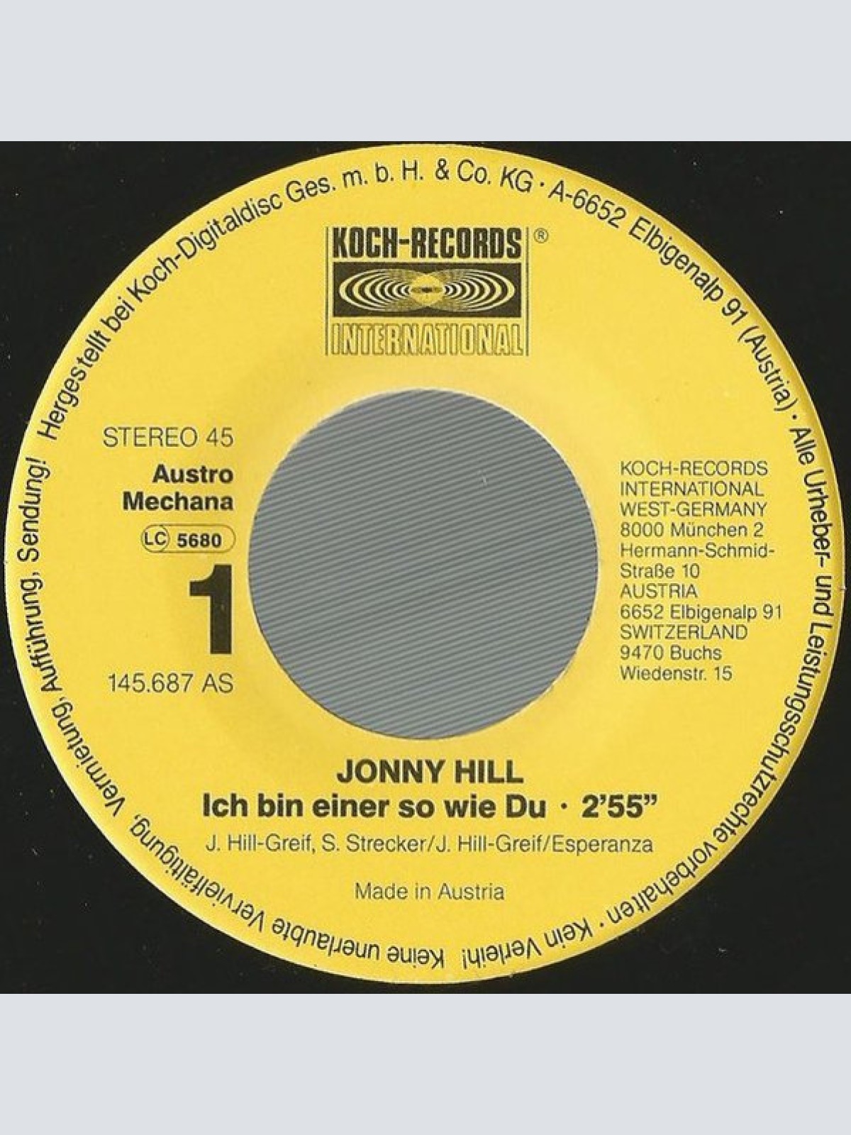 Vinyl / Jonny Hill - Ich Bin Einer So Wie Du