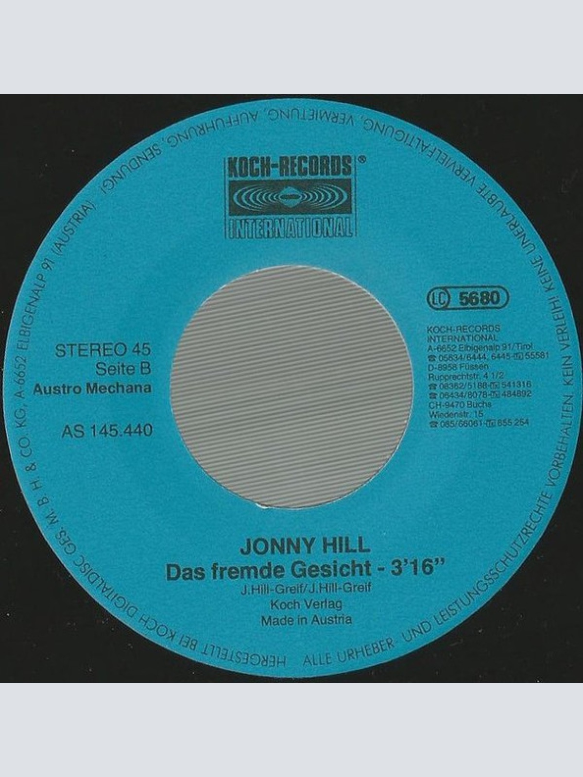 Vinyl / Jonny Hill - Mußt Du Jetzt Grade Gehen Lucille