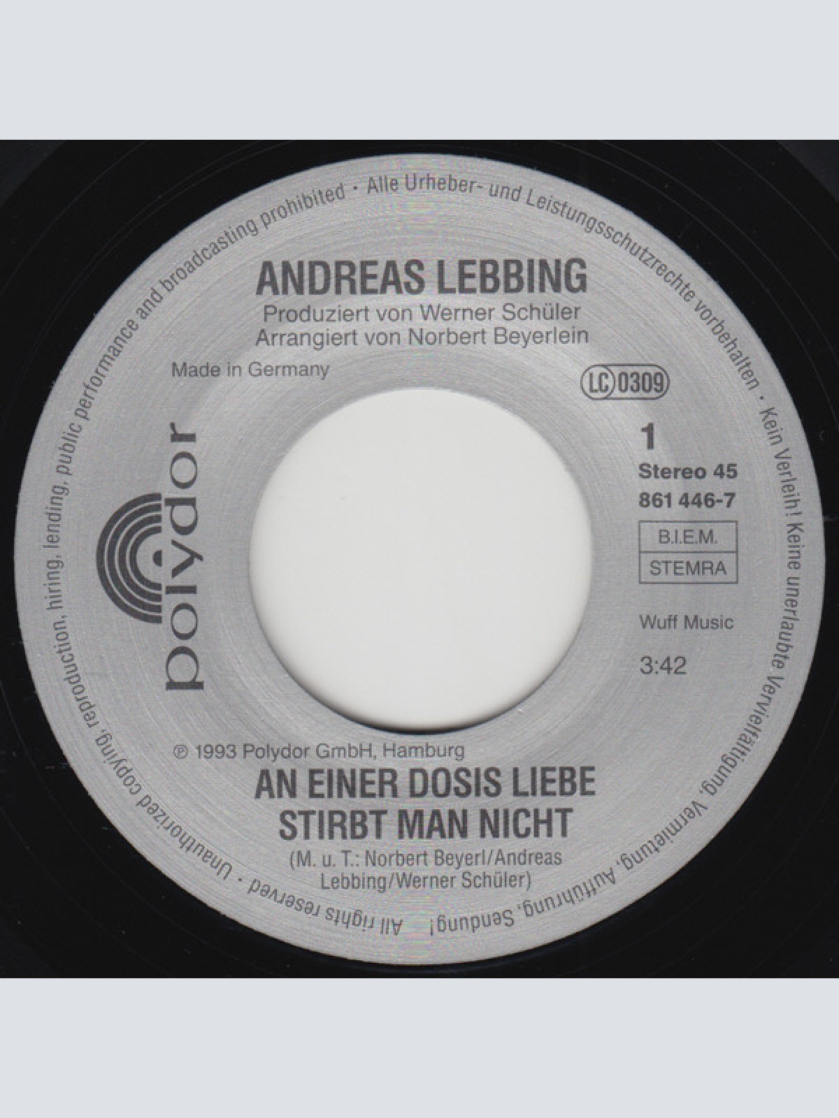 Vinyl / Andreas Lebbing - An Einer Dosis Liebe Stirbt Man Nicht