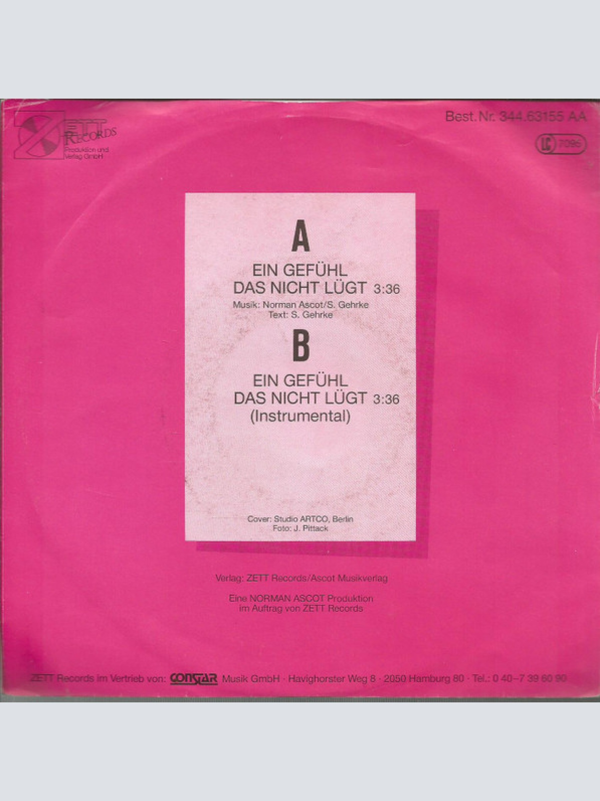 Vinyl / Steffi Hinz - Ein Gefühl Das Nicht Lügt