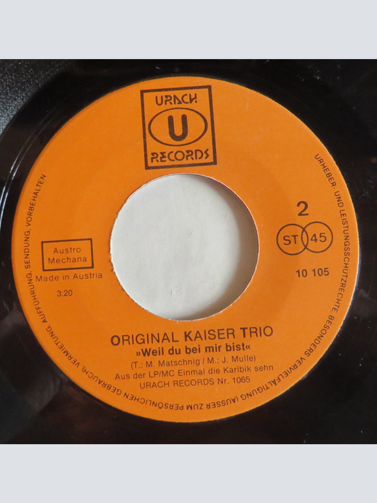 Vinyl / Original Kaiser Trio - Kommt Ein Draken 1.2.3. / Weil Du Bei Mir Bist