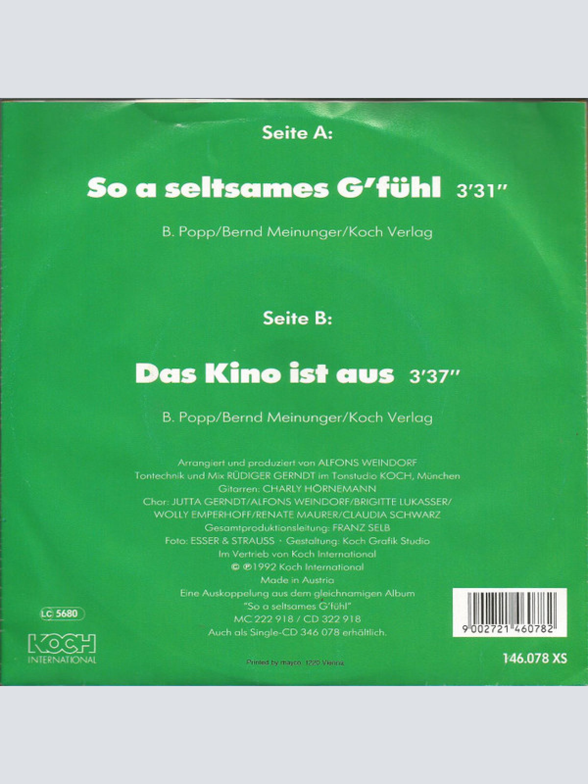 Vinyl / Manuela Sükar - So A Seltsames G'fühl