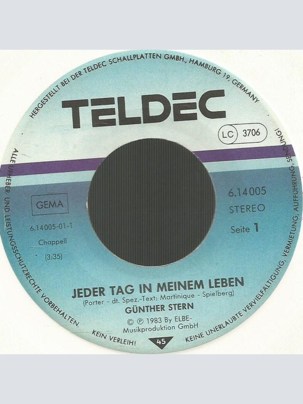 Vinyl / Günther Stern - Jeder Tag In Meinem Leben