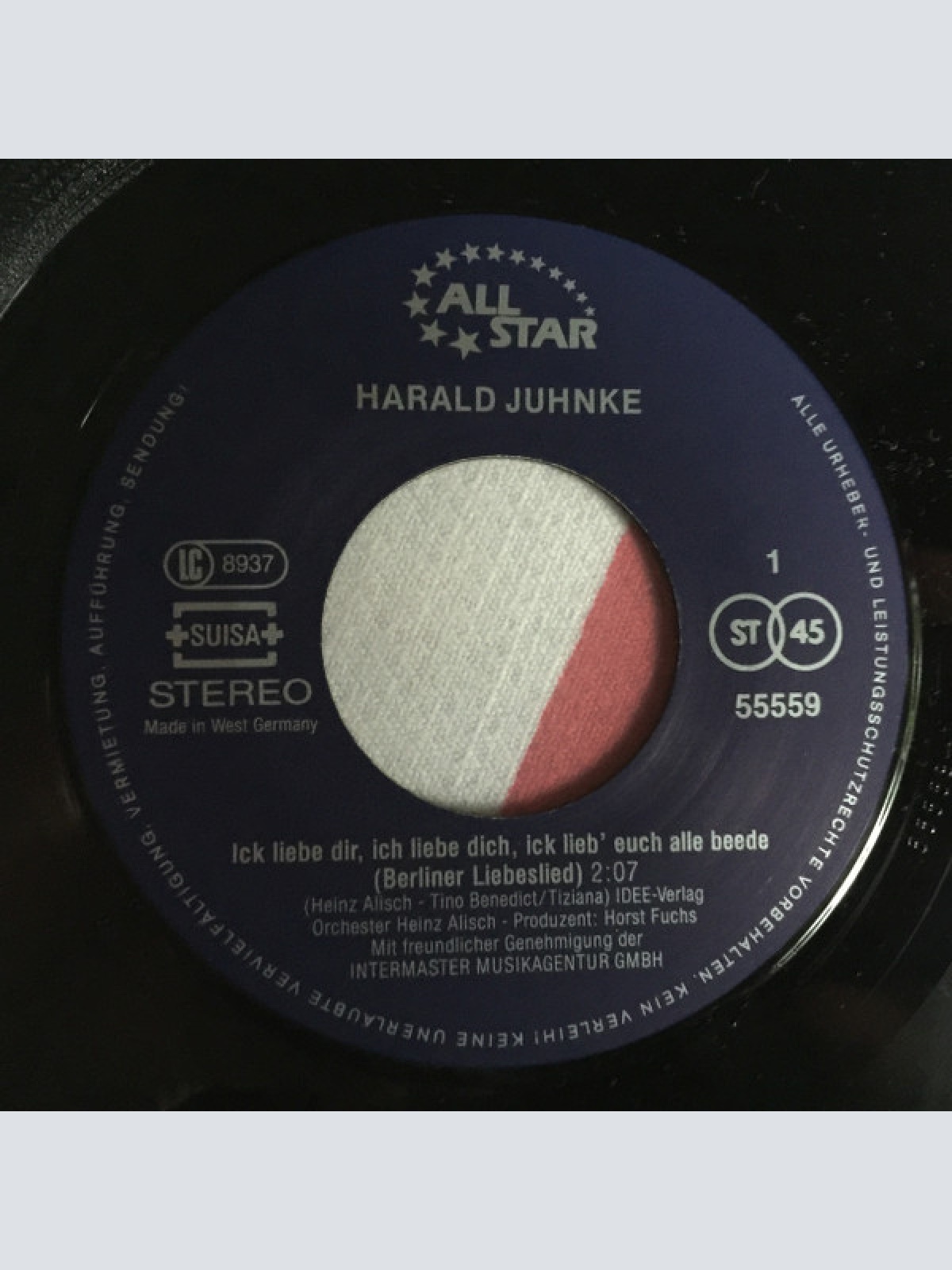 Vinyl / Harald Juhnke - Ick Liebe Dir, Ick Liebe Dich, Ick Lieb' Euch Alle Beede