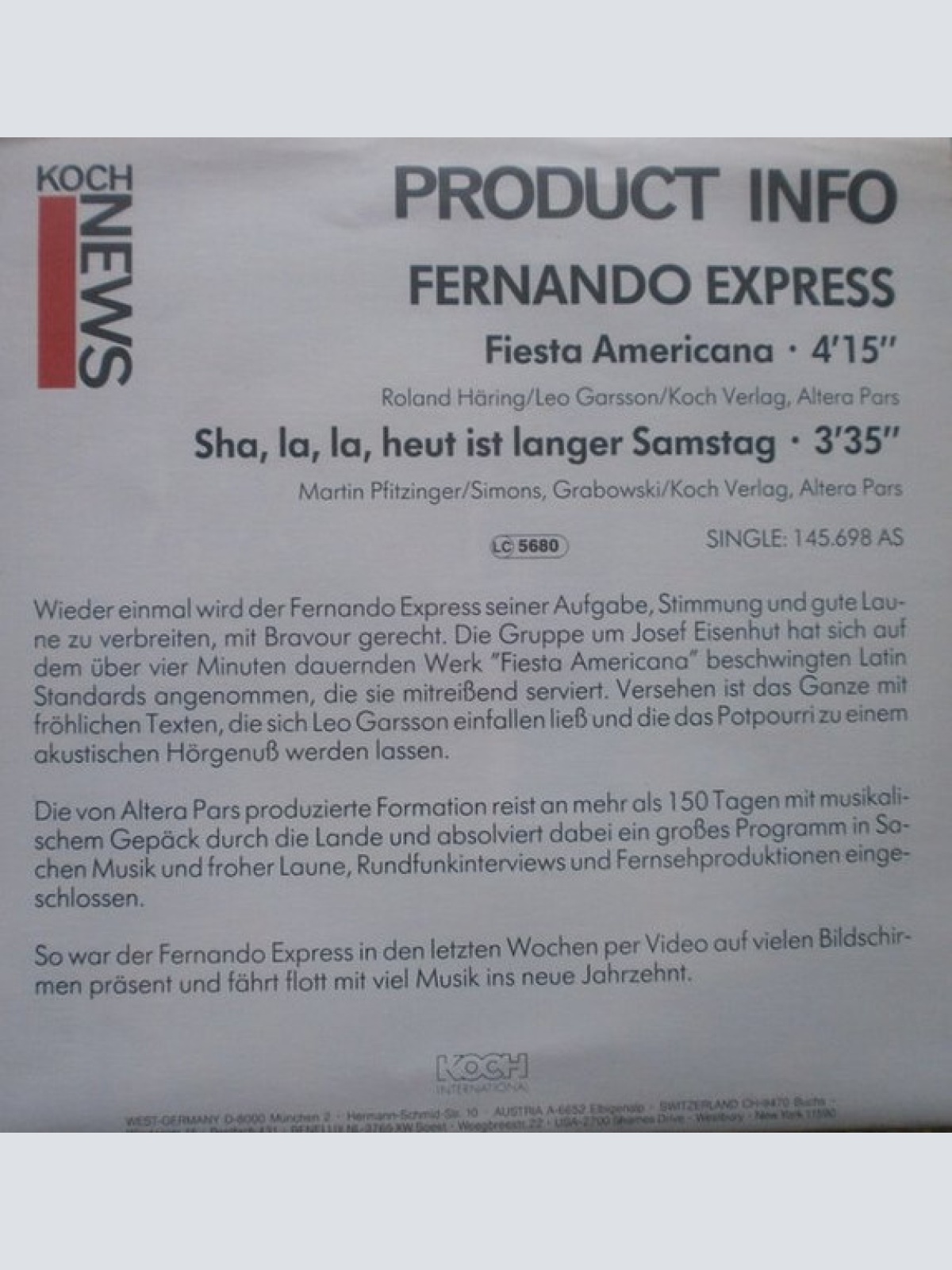 Vinyl / Fernando Express - Fiesta Americana