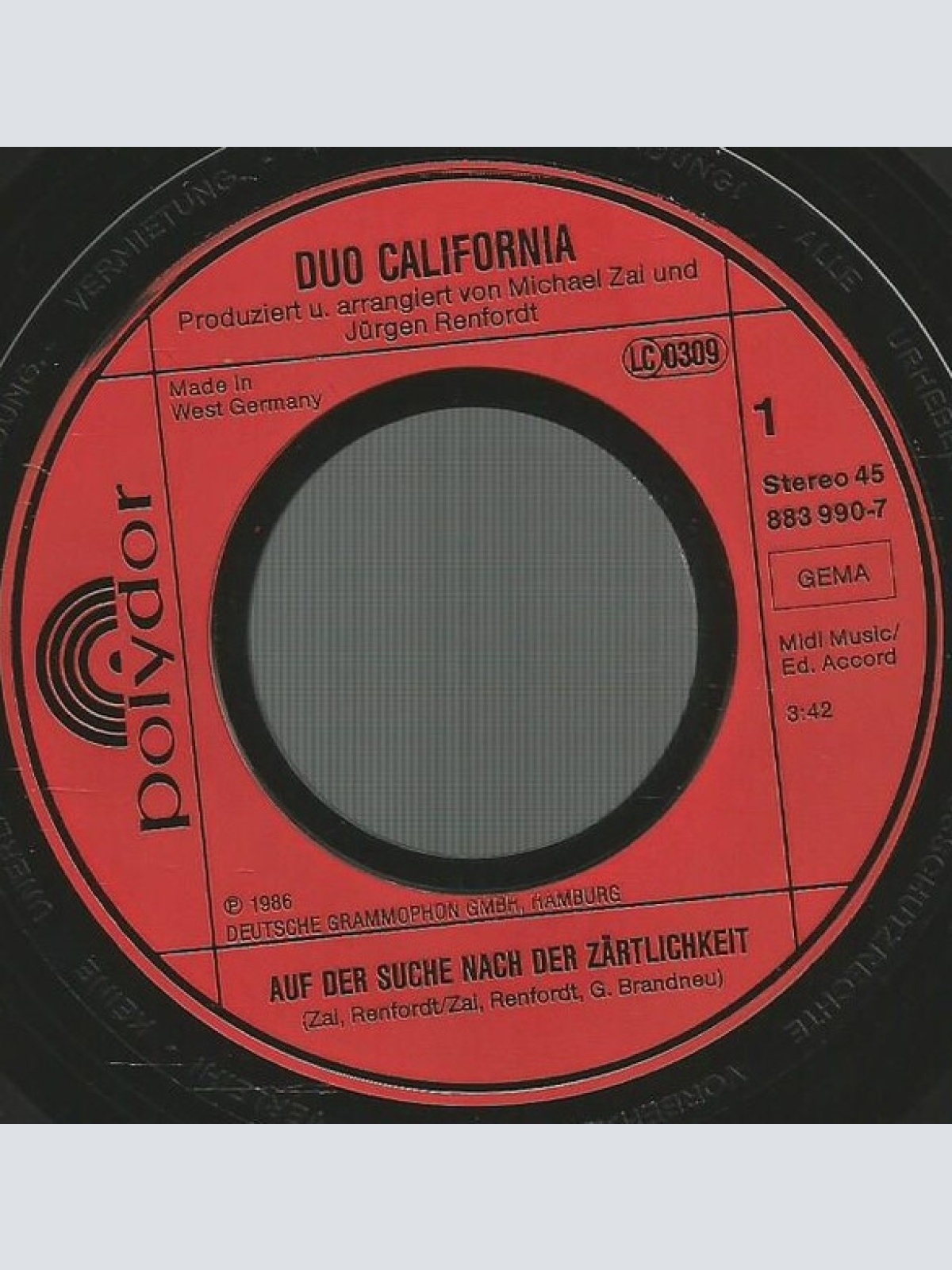 Vinyl / Duo California - Auf Der Suche Nach Der Zärtlichkeit