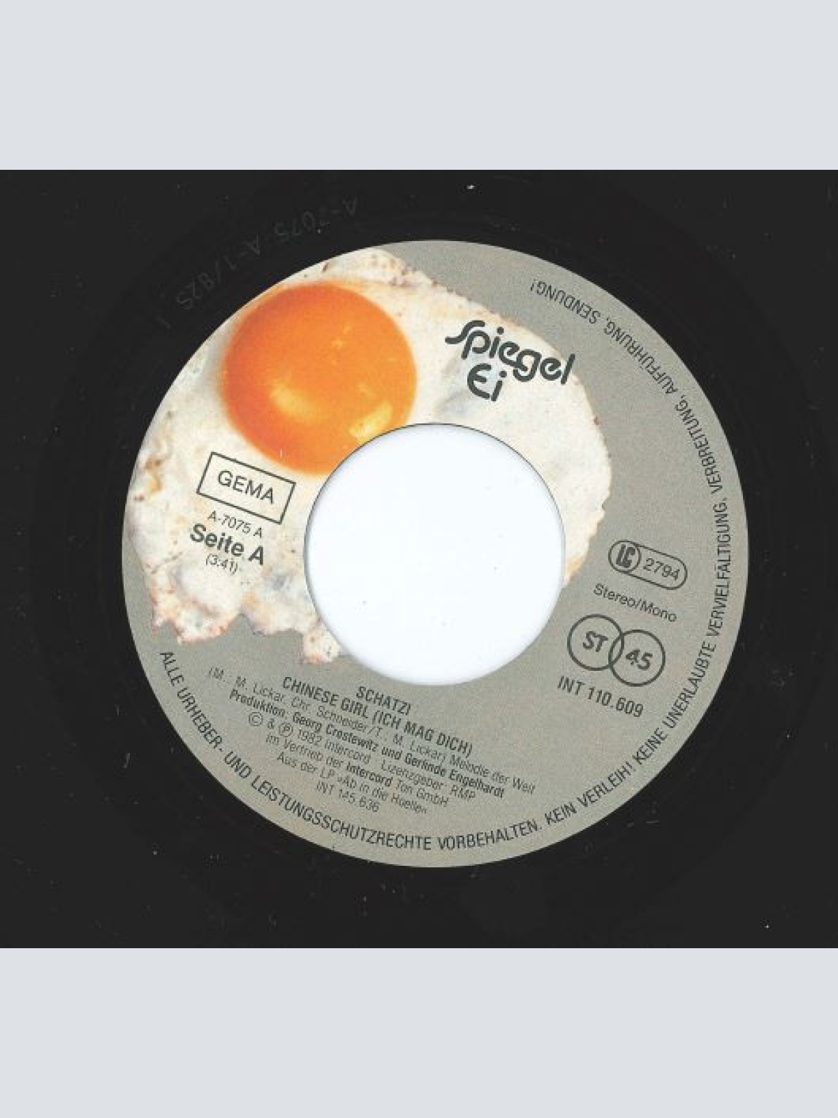 Vinyl / Schatzi - Chinese Girl (Ich Mag Dich) / Wo Bist Du?