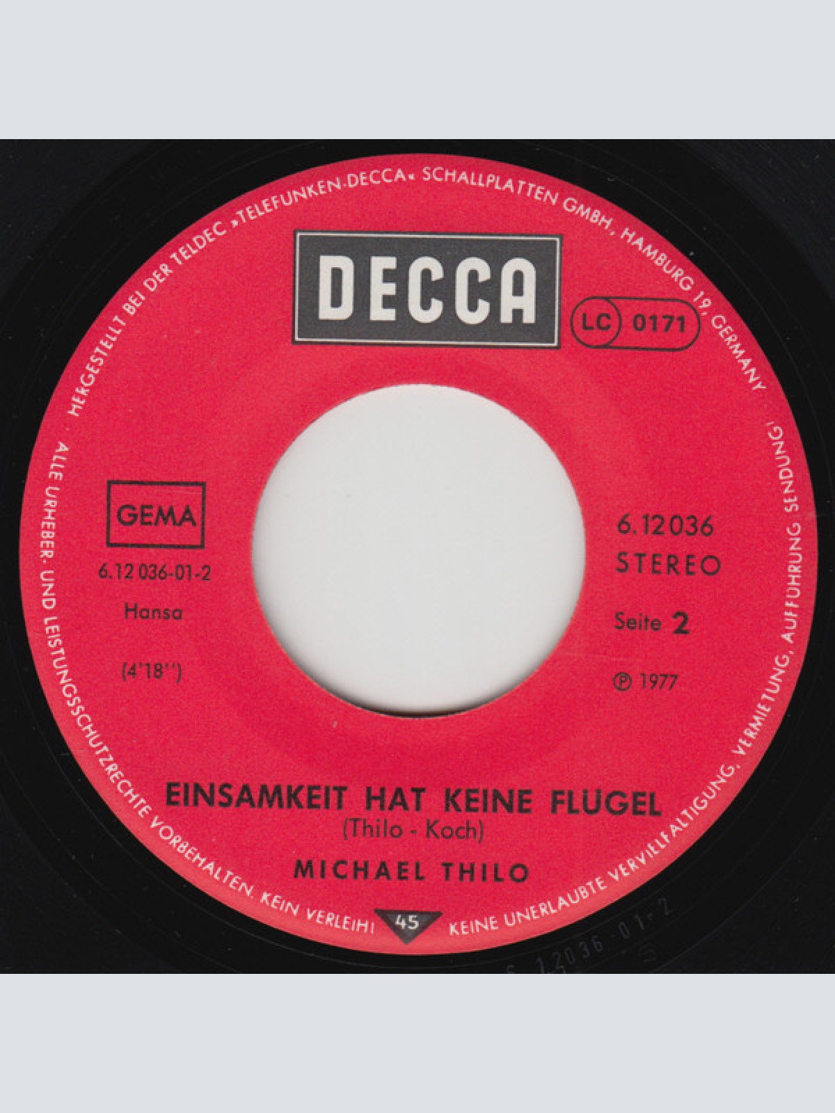 Vinyl / Michael Thilo - Kein Mädchen Für Eine Nacht