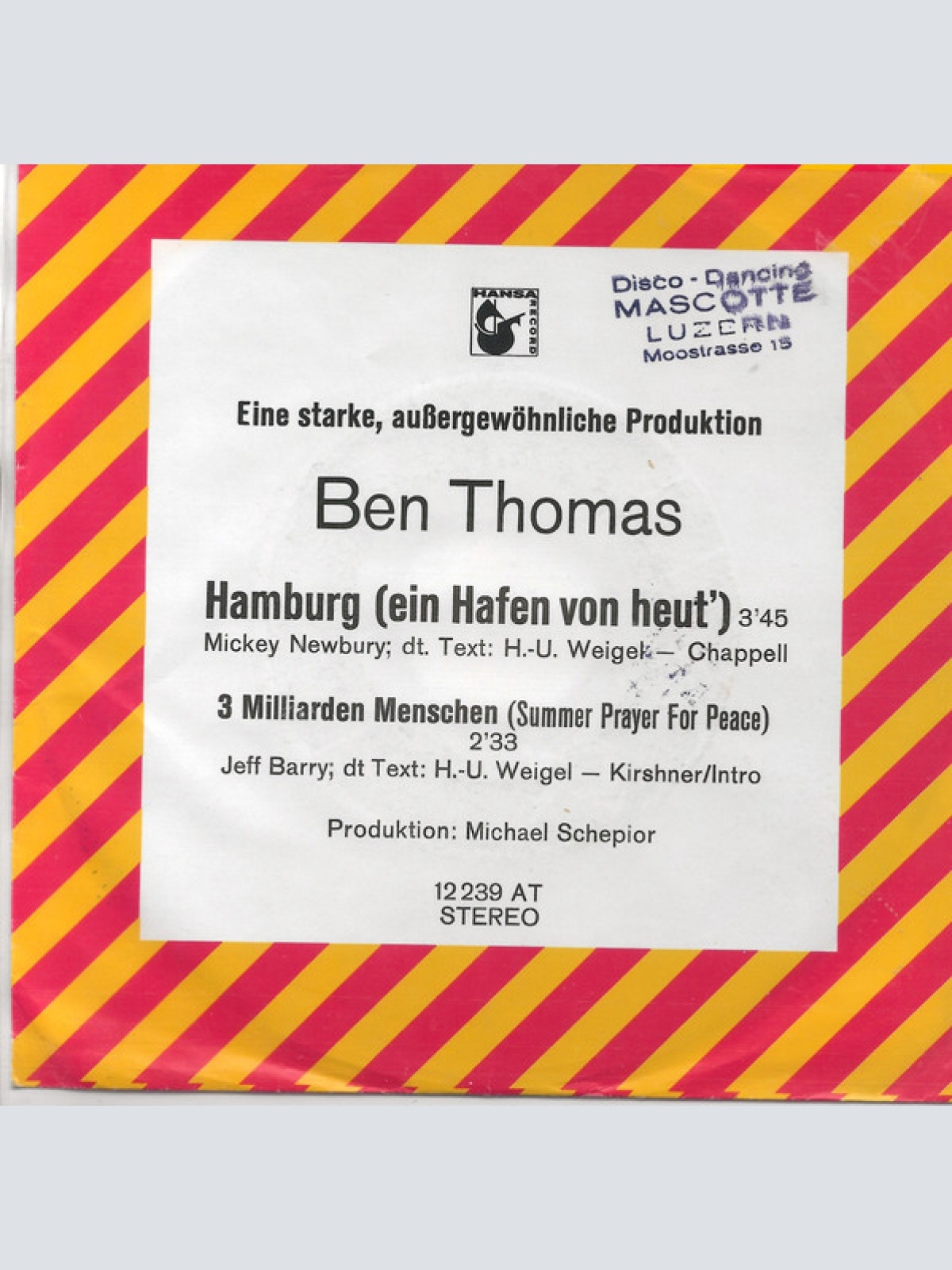 Vinyl / Ben Thomas (2) - Hamburg (Ein Hafen Von Heut')