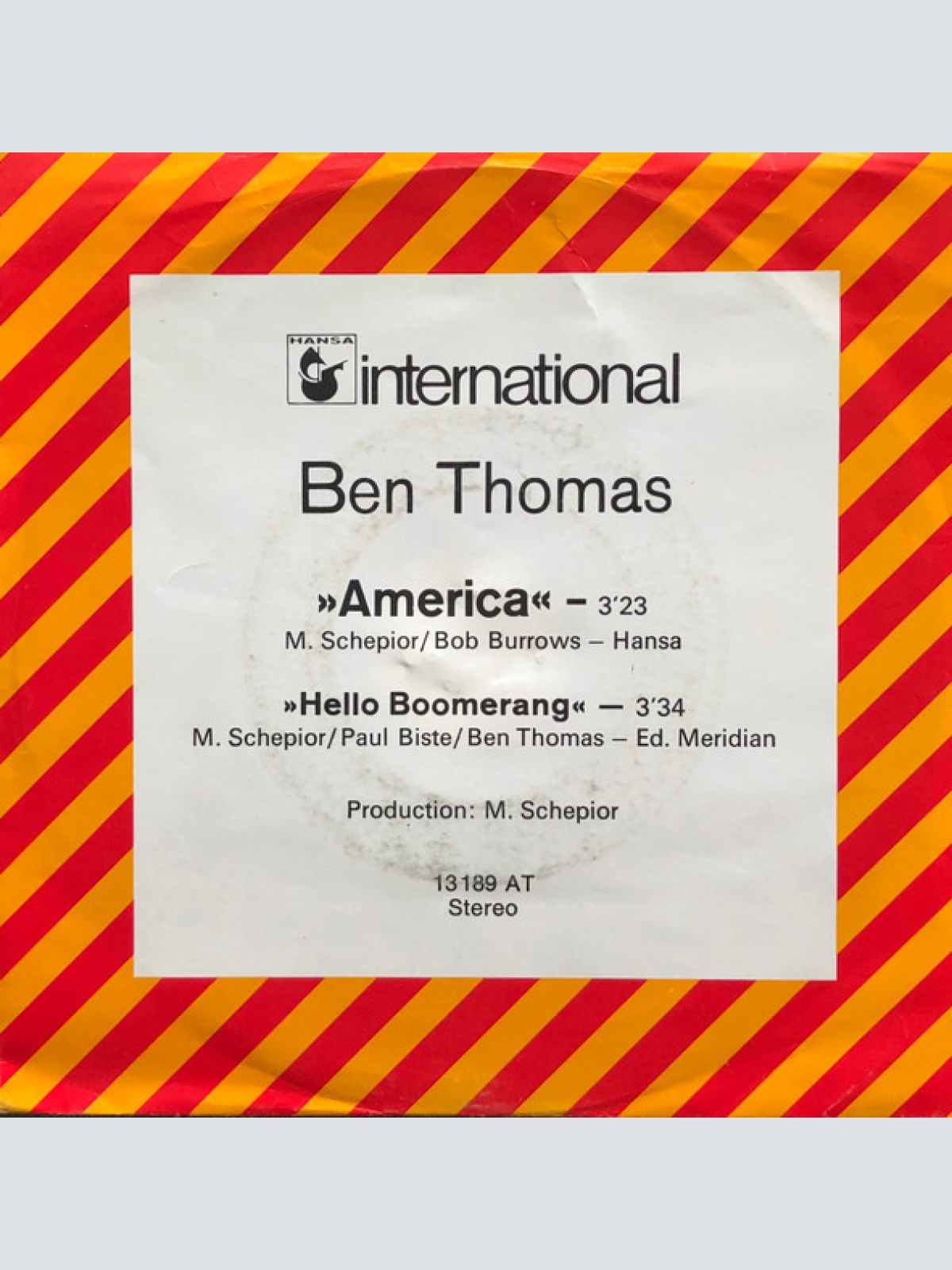Vinyl / Ben Thomas (2) - America / Hello Boomerang