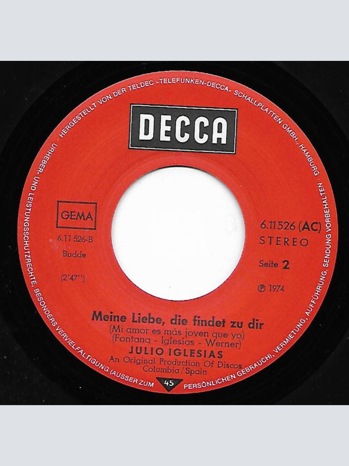 Vinyl / Julio Iglesias - Ich Schick' Dir Eine Weiße Wolke