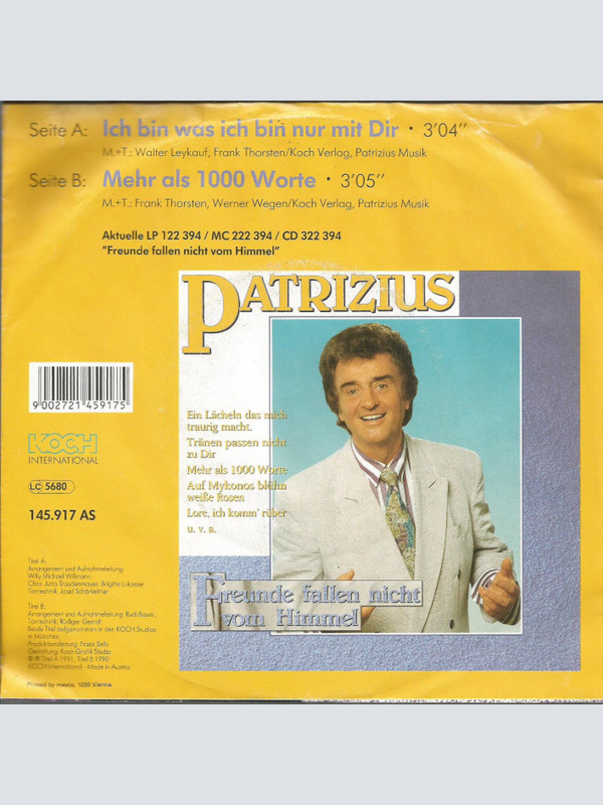 Vinyl / Patrizius - Ich Bin Was Ich Bin Nur Mit Dir