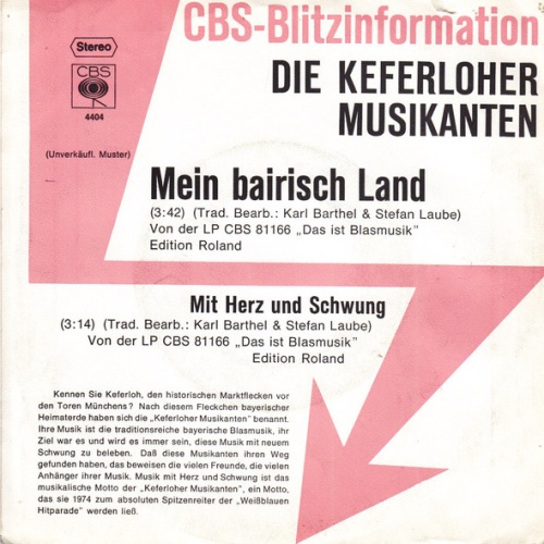 Vinyl / Die Keferloher Musikanten - Mein Bairisch Land