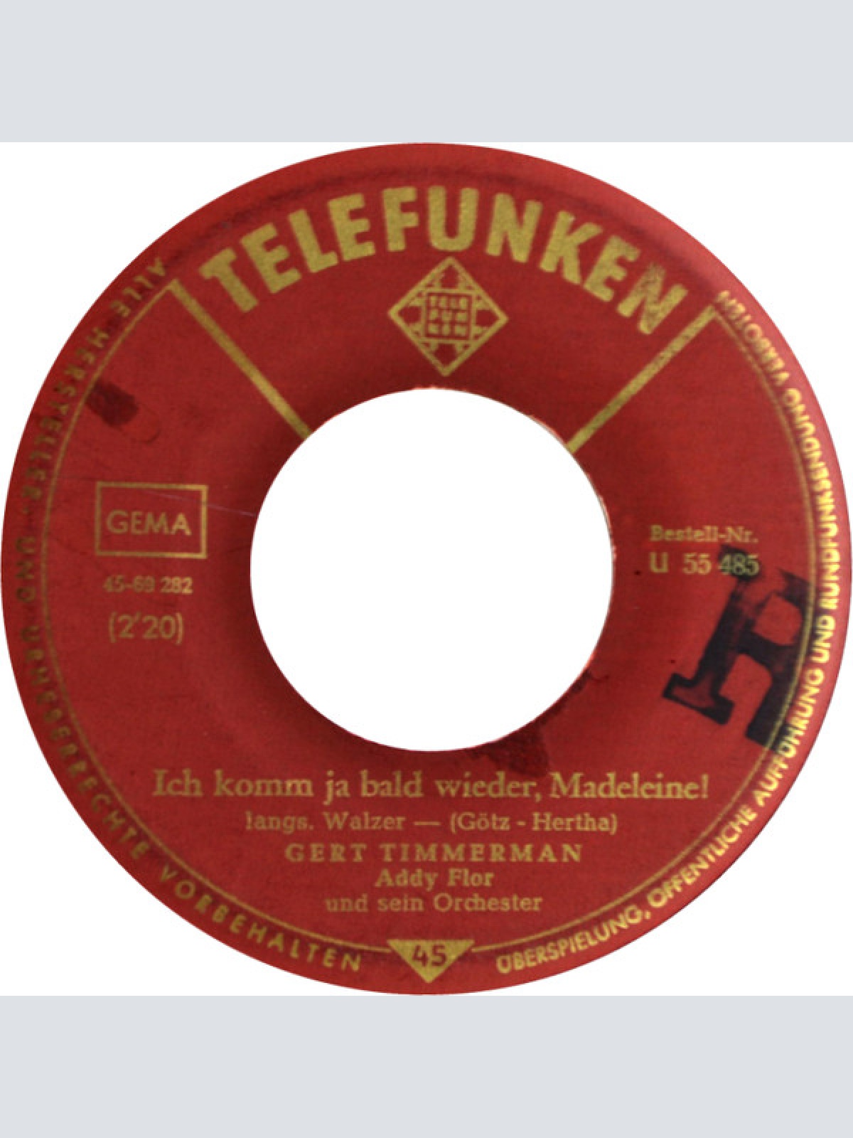 Vinyl / Gert Timmerman - Ich komm' ja bald wieder, Madeleine! / Wo das weite Meer zu Ende geht