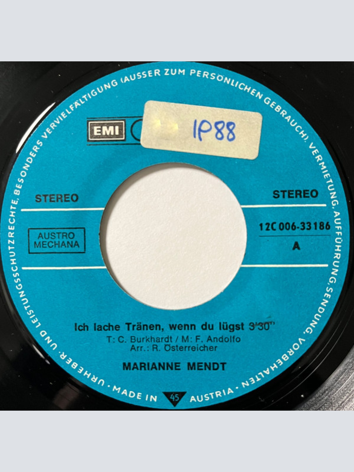 Vinyl / Marianne Mendt - Ich Lache Tränen, Wenn Du Lügst