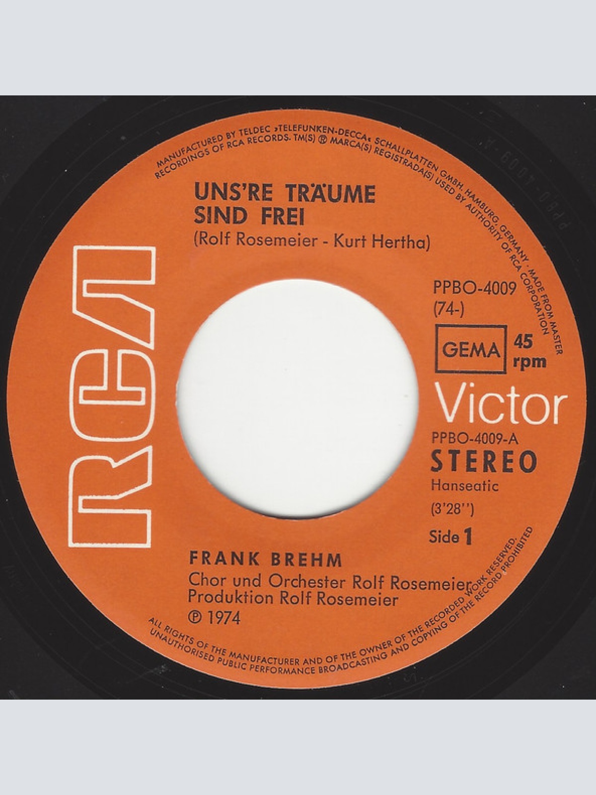 Vinyl / Frank Brehm - Uns're Träume Sind Frei
