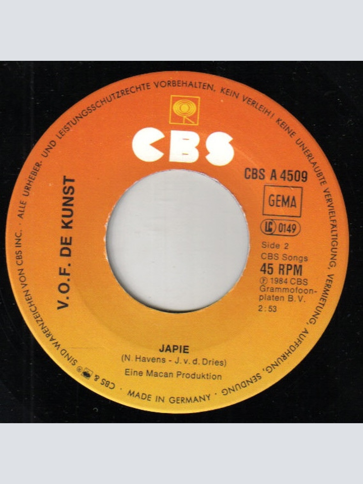 Vinyl / VOF De Kunst - Heut' Nicht - Morgen