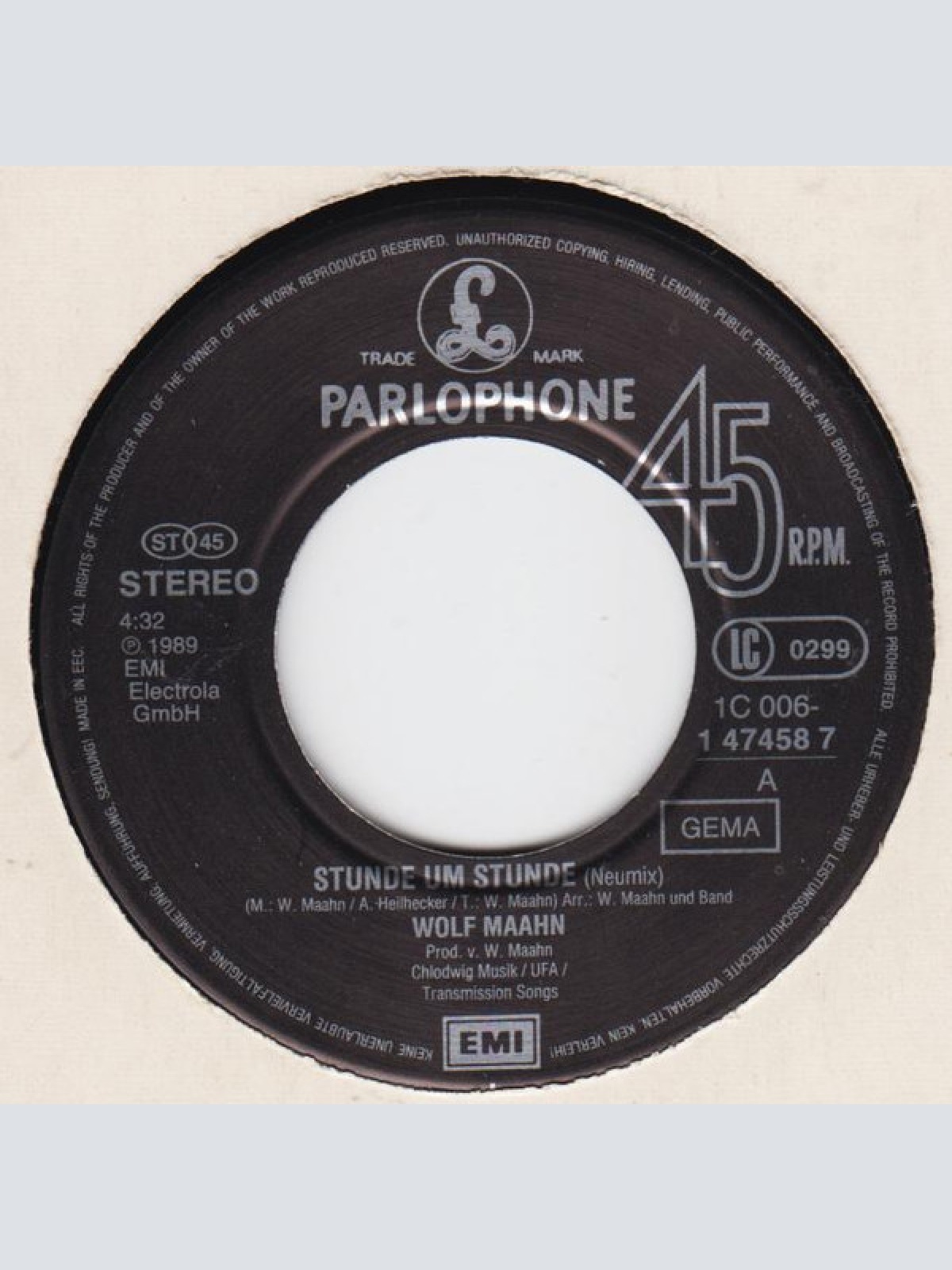 Vinyl / Wolf Maahn - Stunde Um Stunde