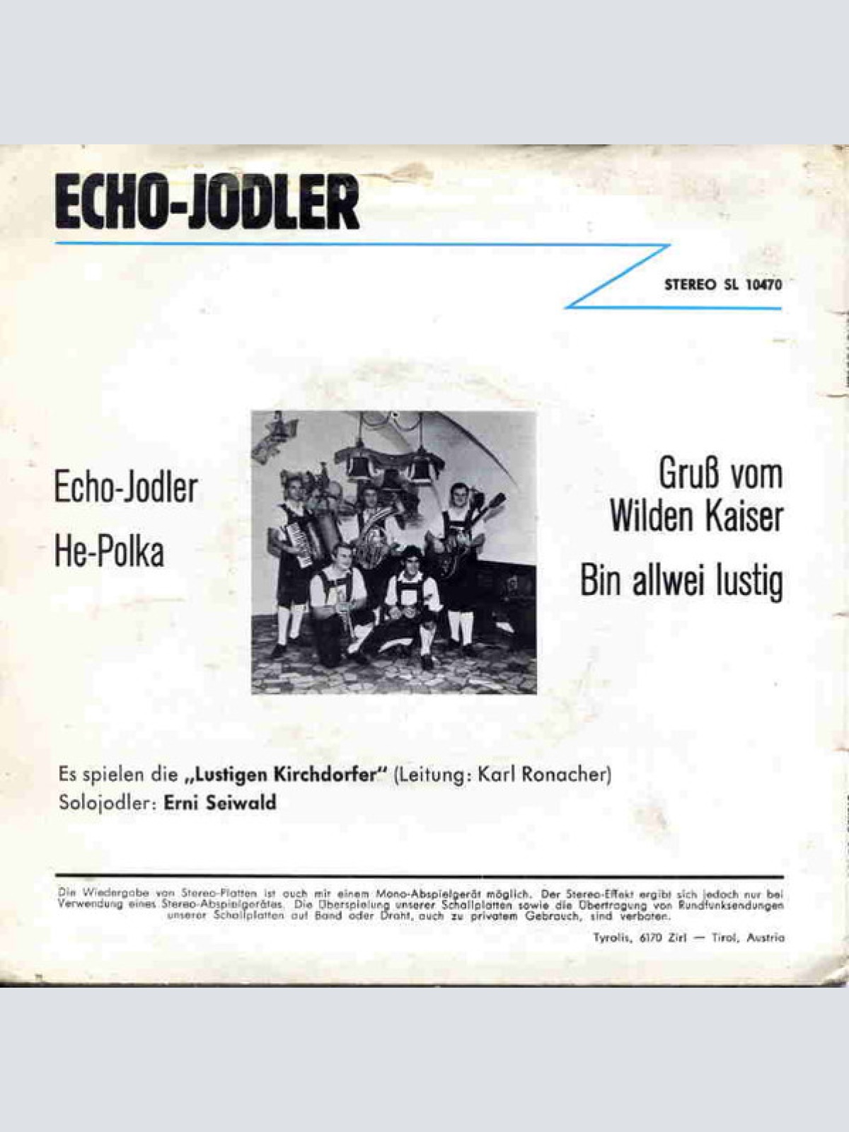 Vinyl / Erni Seiwald mit den Lustigen Kirchdorfern - Echo Jodler