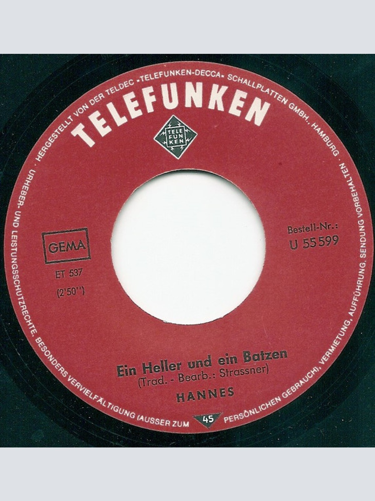 Vinyl / Hannes (26) - Die Blauen Dragoner / Ein Heller Und Ein Batzen