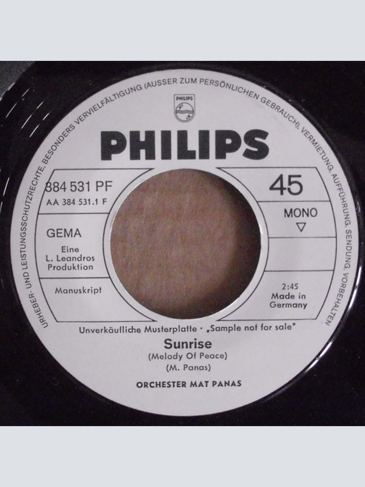 Vinyl / Orchester Mat Panas - Sunrise (Melody Of Peace)