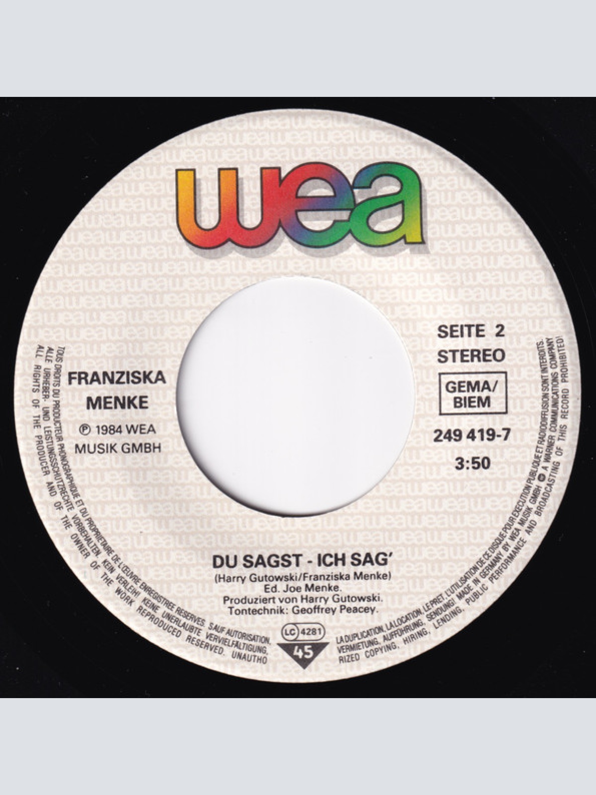 Vinyl / Franziska Menke - ...Die Ganze Nacht