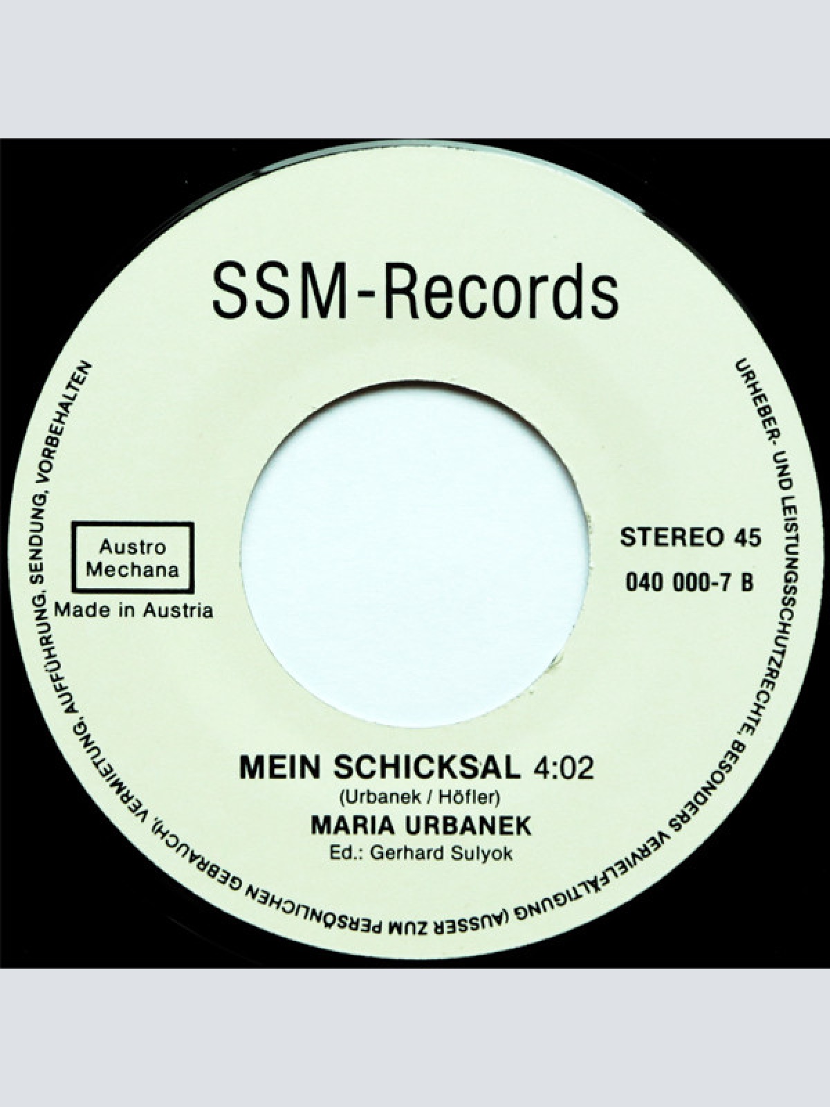 Vinyl / Maria Urbanek - Ich Möchte Frei Sein / Mein Schicksal