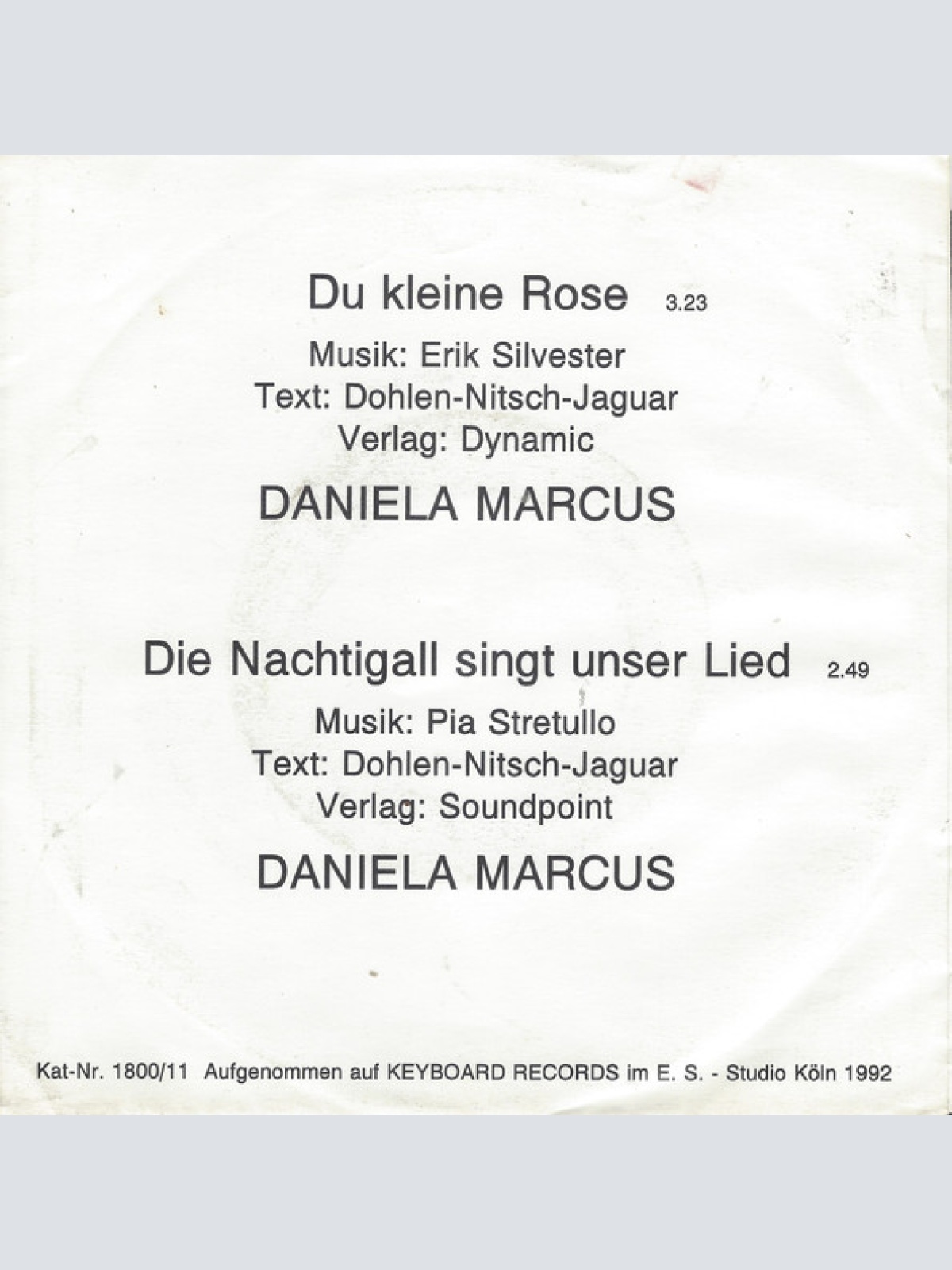 Vinyl / Daniela Marcus - Du Kleine Rose