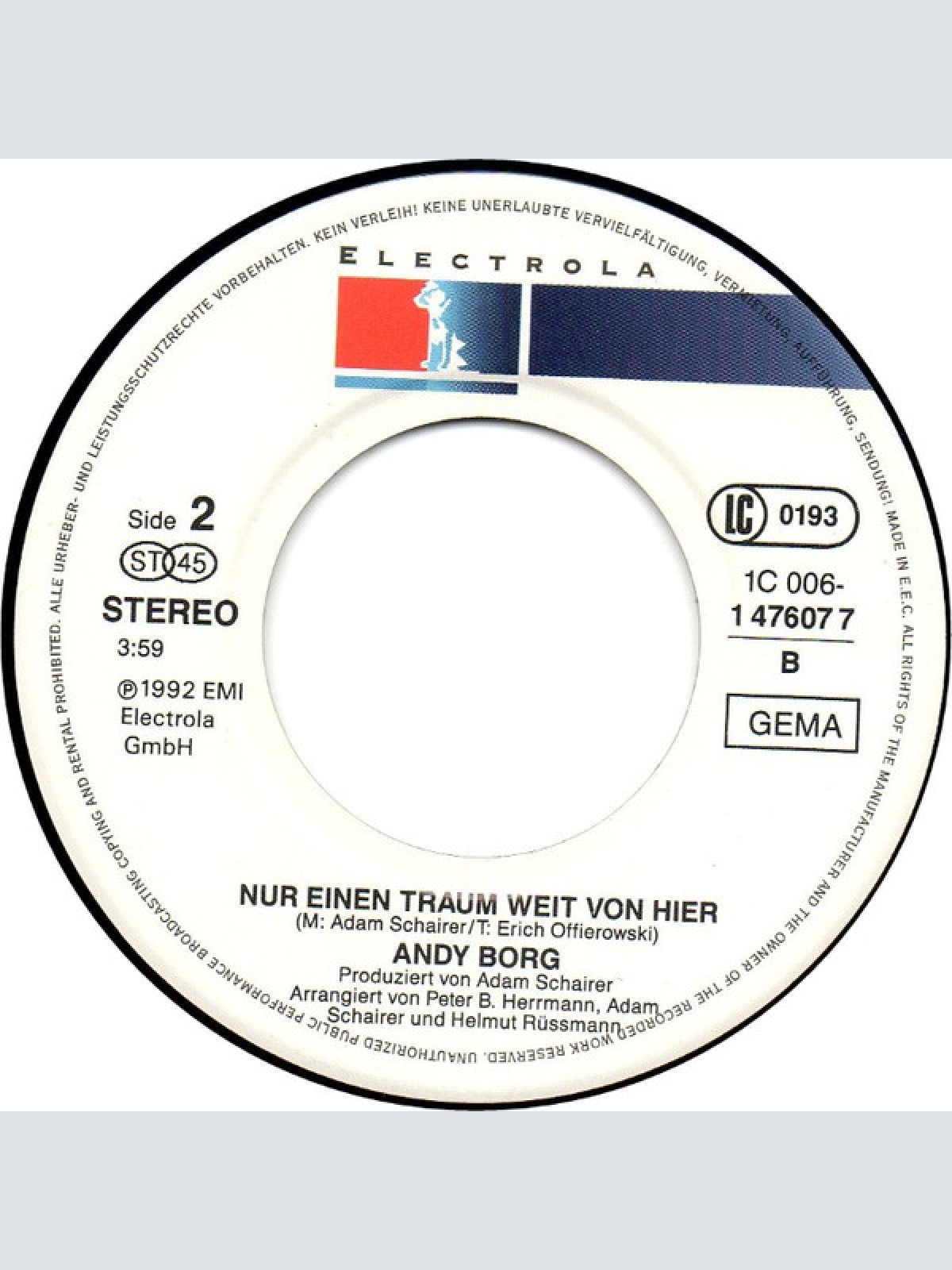 Vinyl / Andy Borg - Bleib Bei Mir Heut Nacht